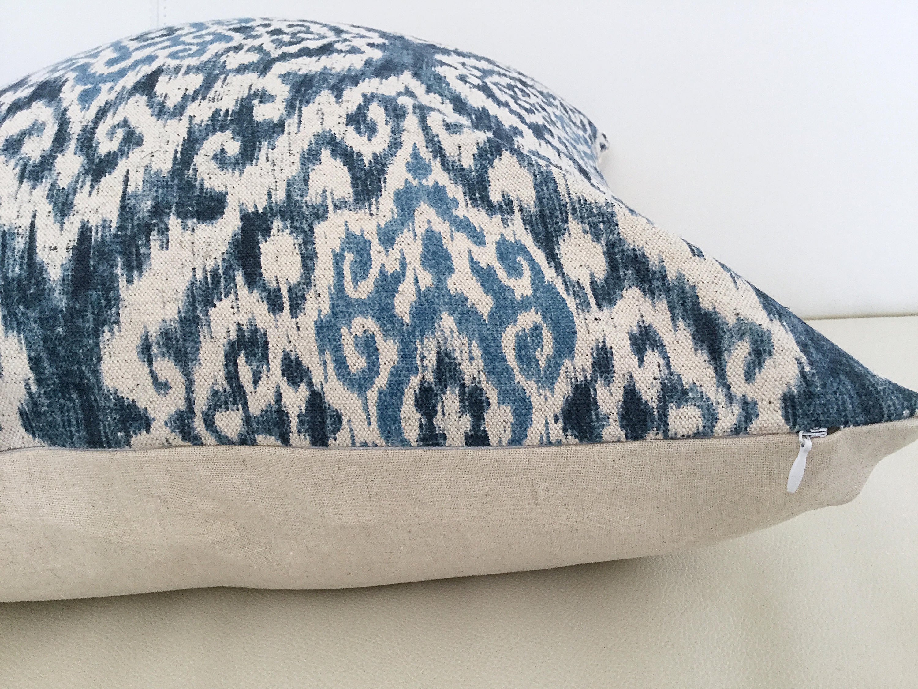 Ikat Blue Damask Designer Cushions Pillows Rhodes Denim Etsy Australia