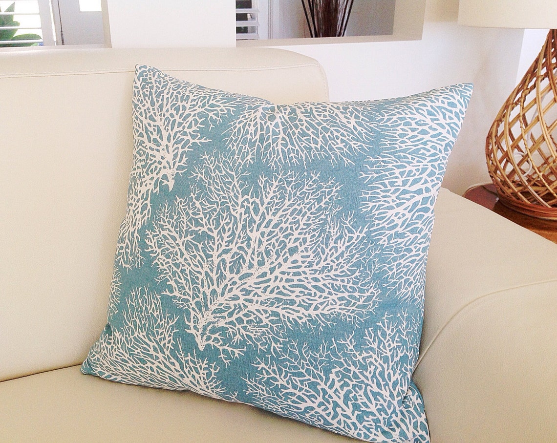 Coastal Cushions Coastal Pillows Beach Decor Ocean Blue Coral | Etsy