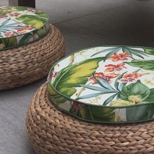 Chair Pad, Round Seat Pads, Chair Cushion, Outdoor Cushions, Outdoor Pillows Tropical Chair Pad, Tommy Bahama Fabric Chair Pads