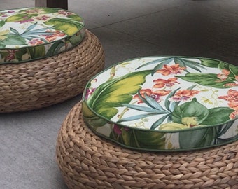 Chair Pad, Round Seat Pads, Chair Cushion, Outdoor Cushions, Outdoor Pillows Tropical Chair Pad, Tommy Bahama Fabric Chair Pads