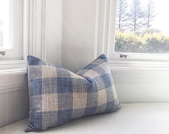 Buffalo Check Pillow Cover: Cornflower Blue Textured Cushion