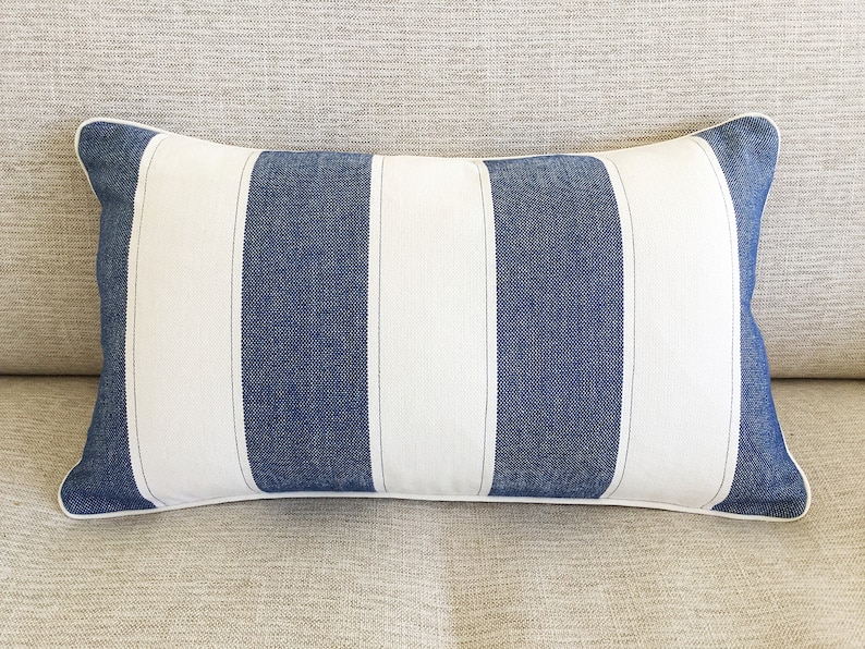 Coastal Cushions Striped Coastal Pillows Seafoam Stripe Navy Etsy