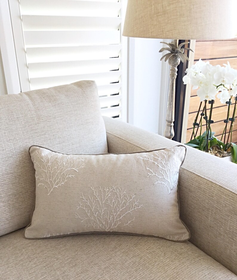Linen Cushions Coastal Hampton's Cushion Cover Lumbar Etsy