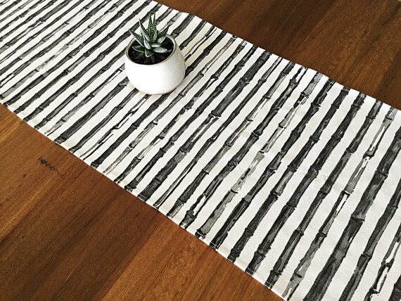 Table Runner Coastal Decor Black Bamboo Table Runner Black Etsy