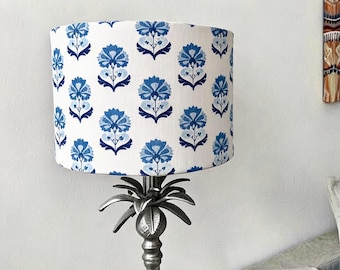 Blue Floral Lampshade: Hamptons Style Linen Home Decor Shade