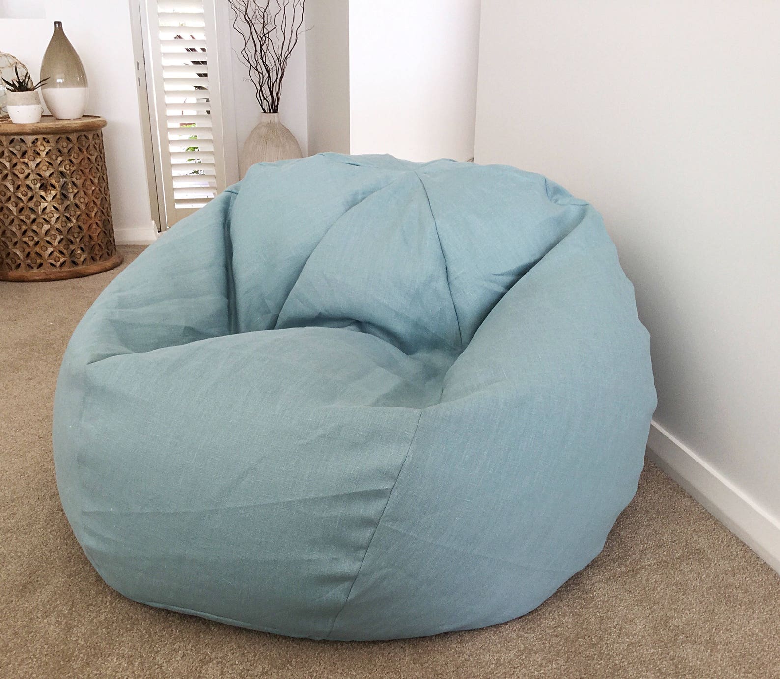Bean Bag Linen Bean Bag Cover Only. Seafoam Linen Bean Bag Etsy