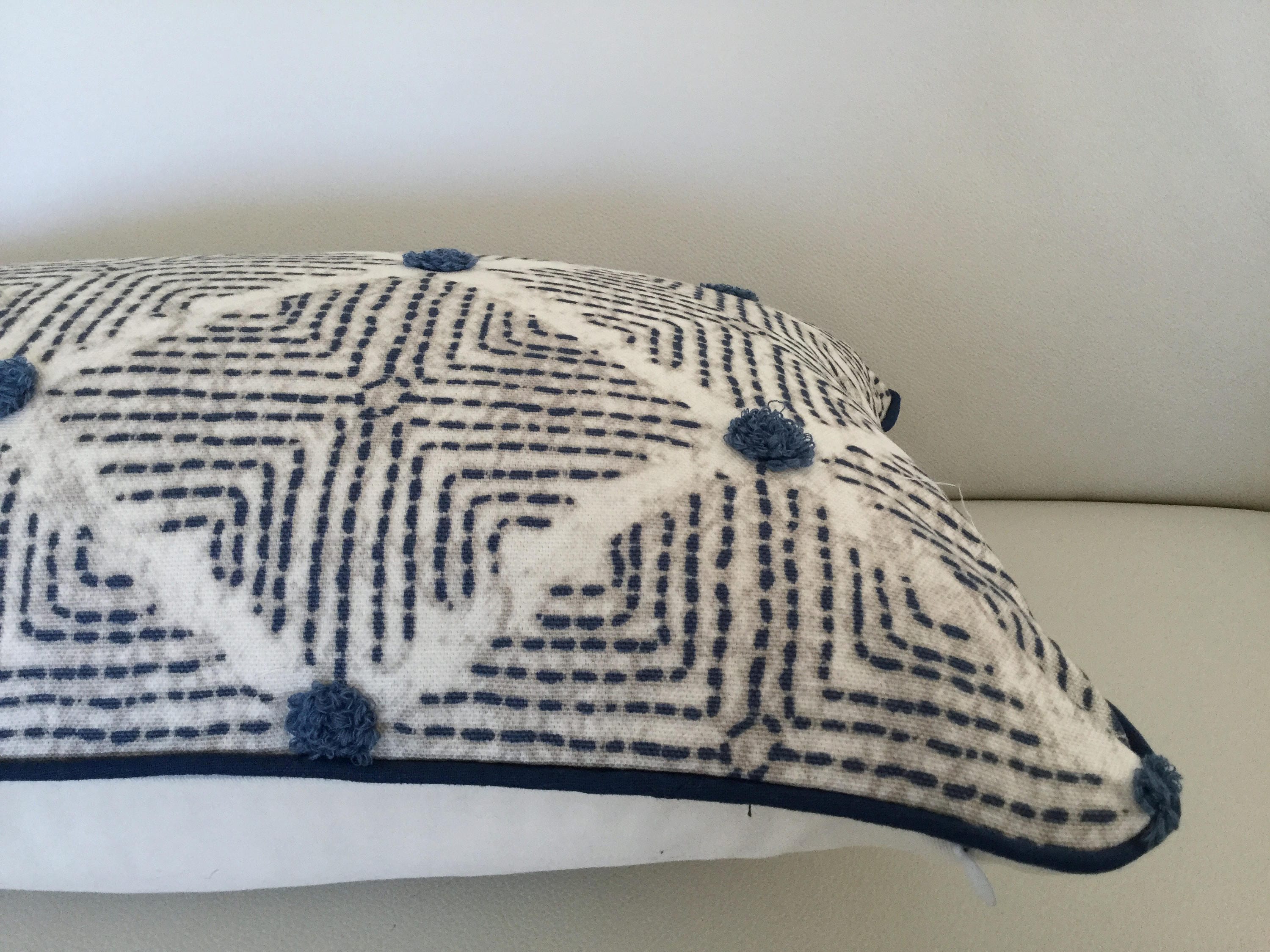 Embroidered Navy Linen Cushion Cover, Luxe Home Decor - Etsy