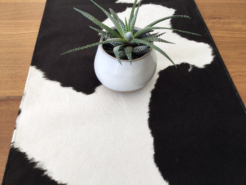 Cow Hide Table Runner Faux Cow Hide Dark Chocolate Black and Etsy