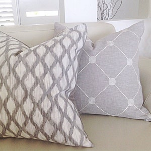 Grey Linen Cushions, Pillows Trellis Cushion Cover, Grey Cushion Cover, Modern Style, Decorative Scatter cushions, Throw, Toss Pillows