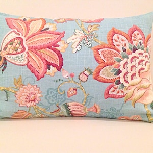 Floral Linen Cushions, Floral Linen Pillows, Turquoise Linen Pillows Hampton's Floral Scatter Cushion. Cover Only.
