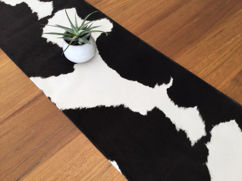 Cow Hide Table Runner Faux Cow Hide Dark Chocolate Black and Etsy Australia