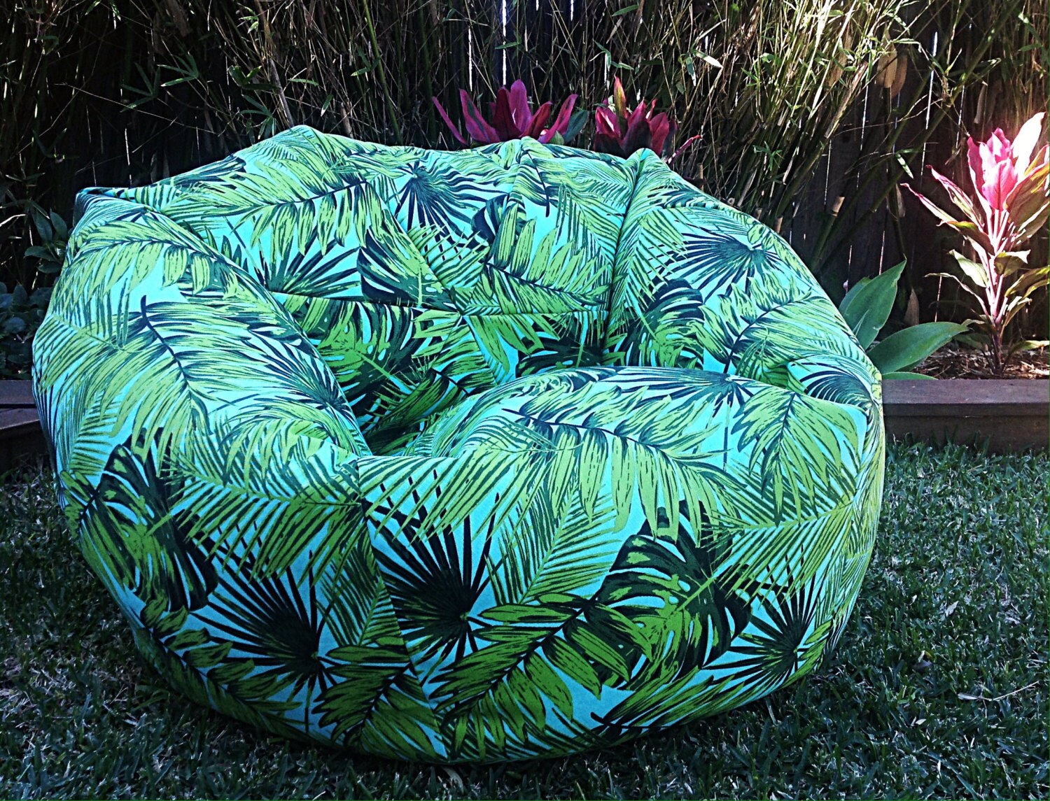 Plein Air Bean Bag, Palmiers, Feuilles de Palmier, Les Adultes Sac Housse Enfants Tropical Grain en 