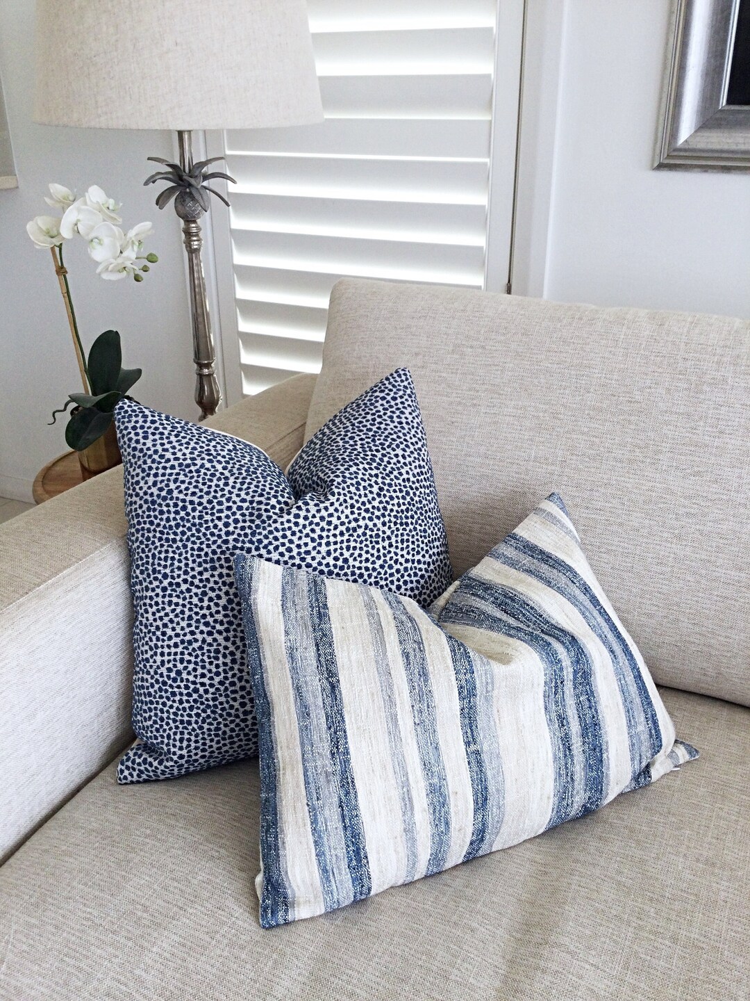 Blue Pillows Blue Cushions Ikat Pointe Pillows Ponte Etsy