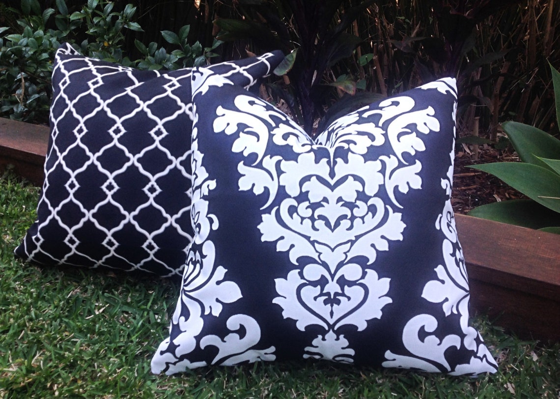 Outdoor Cushions Black and White.Tropical Outdoor Cushions Etsy