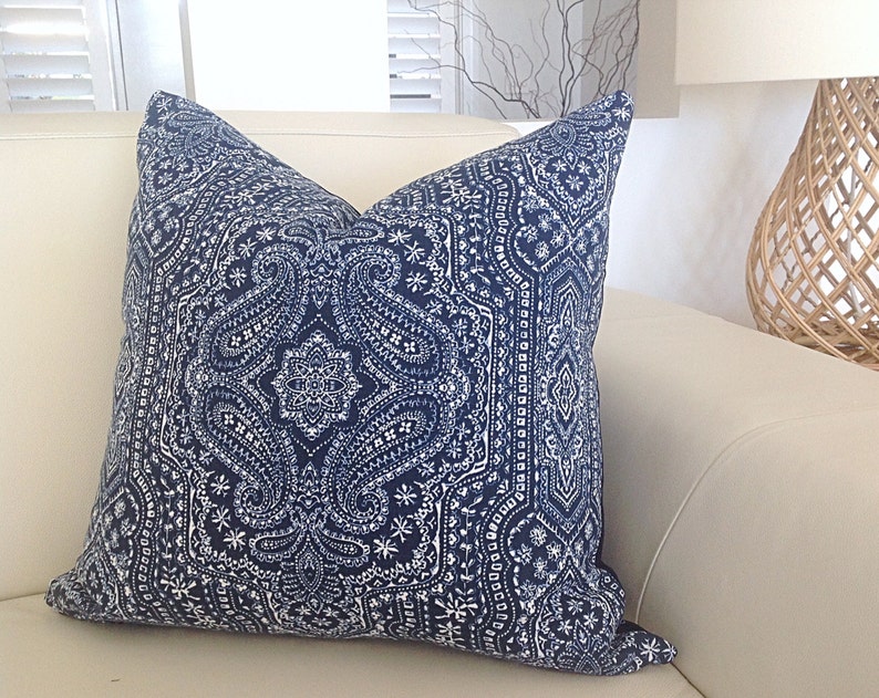 Navy Blue and White Cushion Covers Indigo Blue Vintage find Etsy