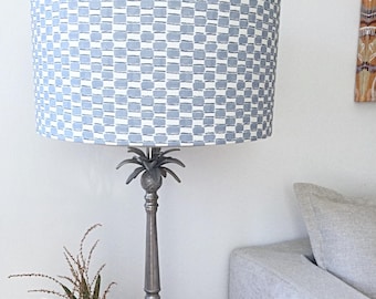 Powder Blue Cylinder Lampshade: Linen Cotton Blend, Hampton's Style
