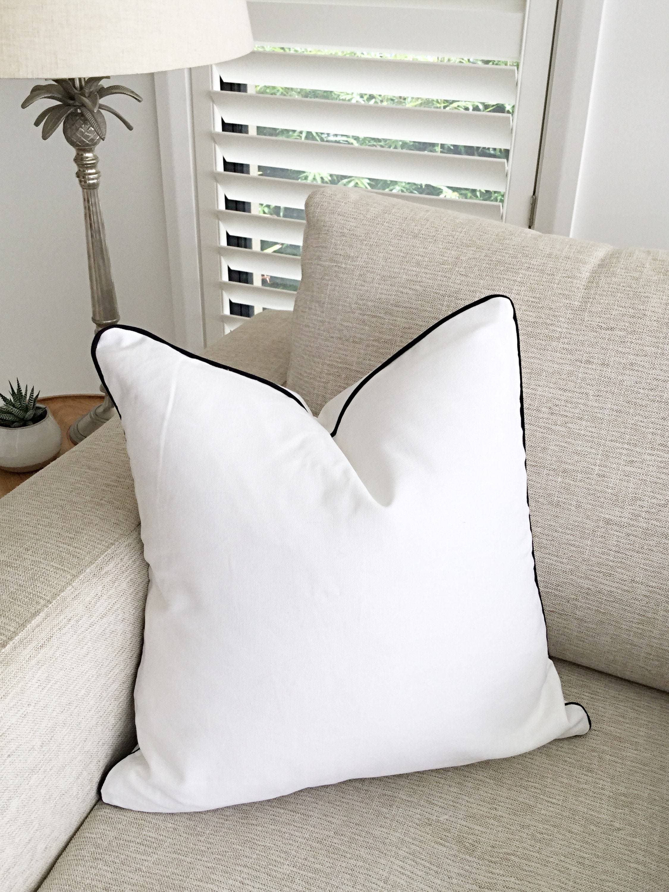 Black and White Cushion Covers 9.3oz White Canvas Scatter Cushion
