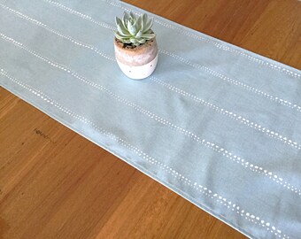 Coastal Style Table Runner: Spa Blue, Vintage Indigo Cotton Decor