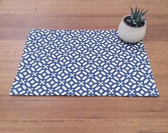 Set of 2 Hampton's Style Indoor/Outdoor Placemats  Coastal Beach House Decor. Blue and White Decor