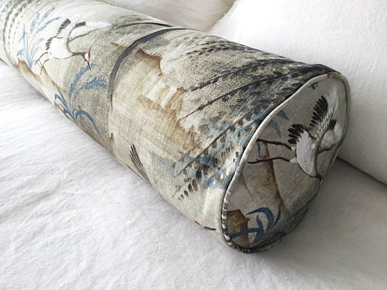 Bolster Pillow Bolster Cushion Japanese Crane Pillows Crane Etsy