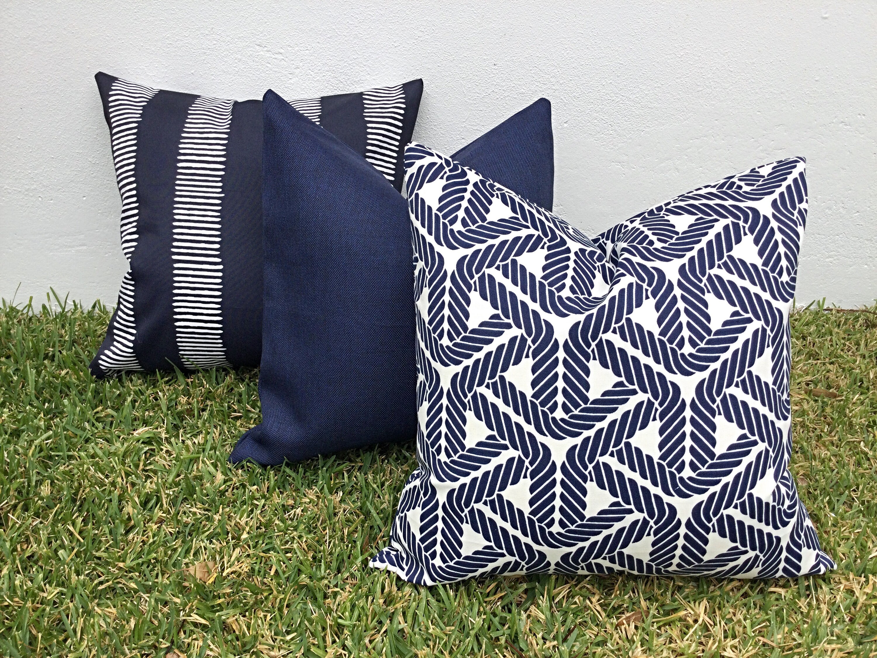 Outdoor Pillows Outdoor Cushions Navy Outdoor Pillows Navy Etsy UK