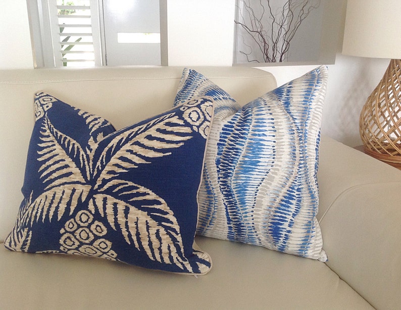 Cushions Pillows Cover Only Blue White Natural Aqua Etsy