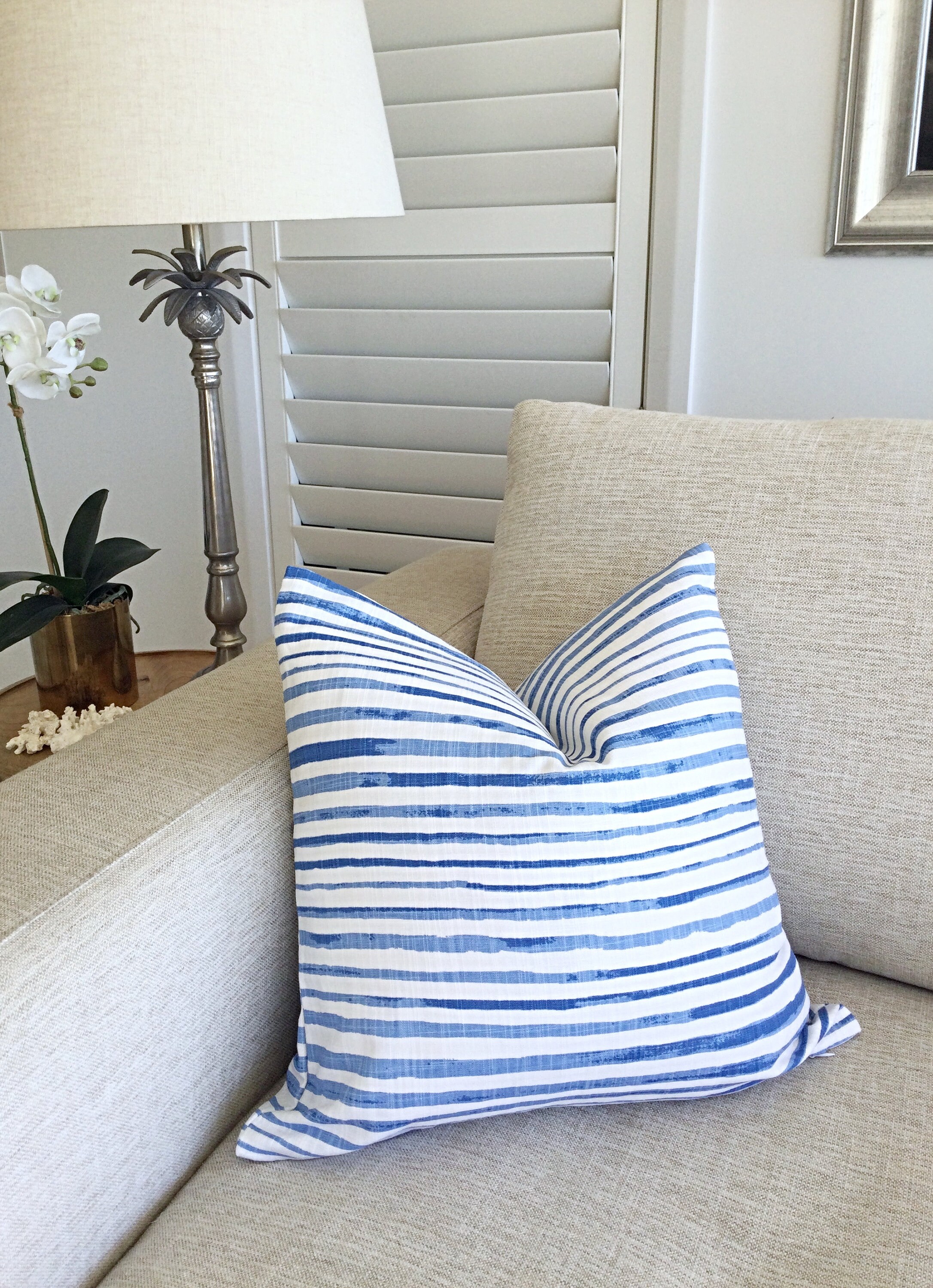 Navy Coral Cushion Cover Coastal Cushions Beach House Cushion