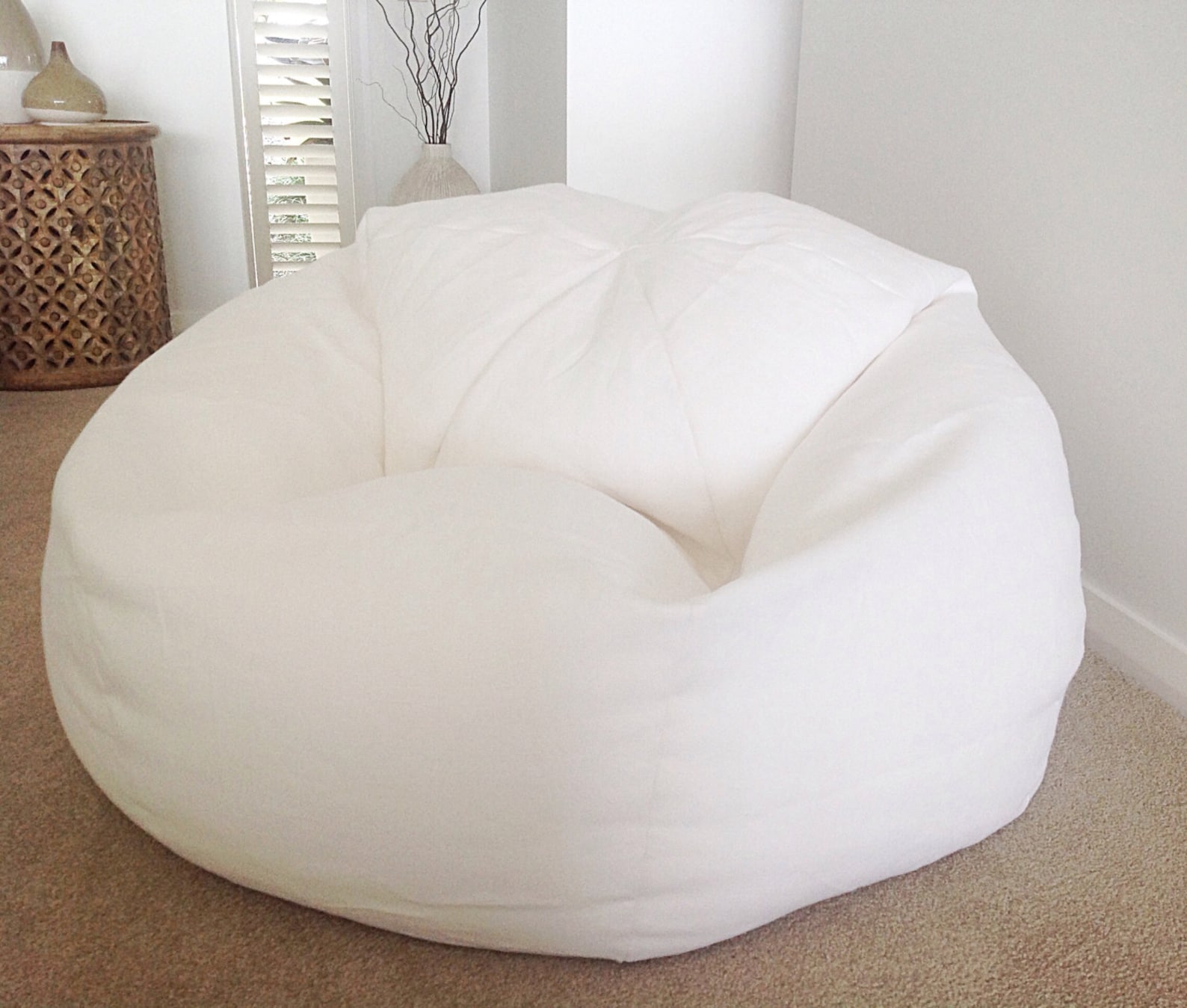 Bean Bag Linen Designer Bean Bag Cover Only. White Linen Etsy Australia
