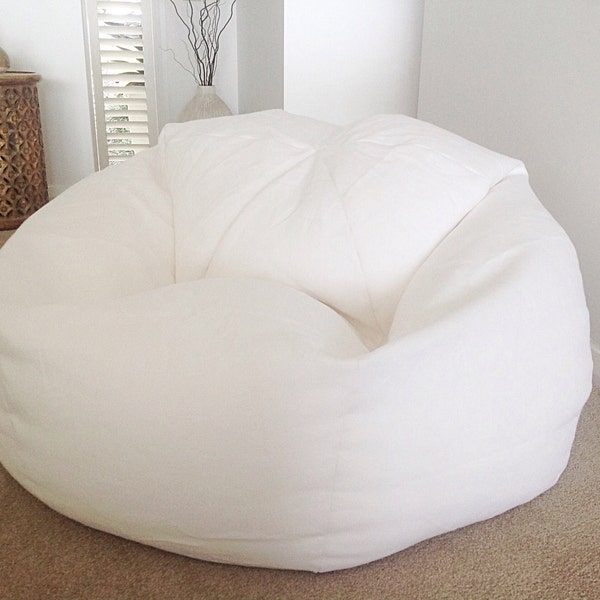 Bean Bag Linen Designer Bean Bag, Cover Only. White Linen, Pale Blue, Aqua, Navy, Adults Bean Bag Cover, Teenagers Bean Bag