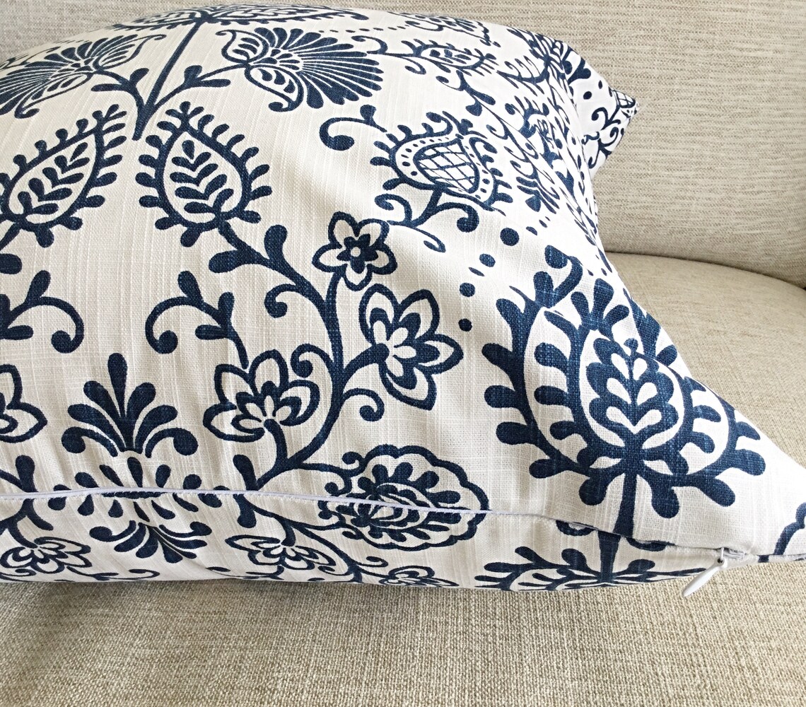 Navy Blue and White Cushion Covers Italian Denim Blue Cushion Etsy