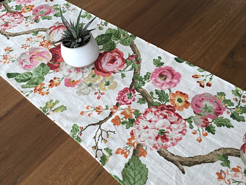 Hamptons Style Table Runner Floral Linen Table Runner. Home Etsy