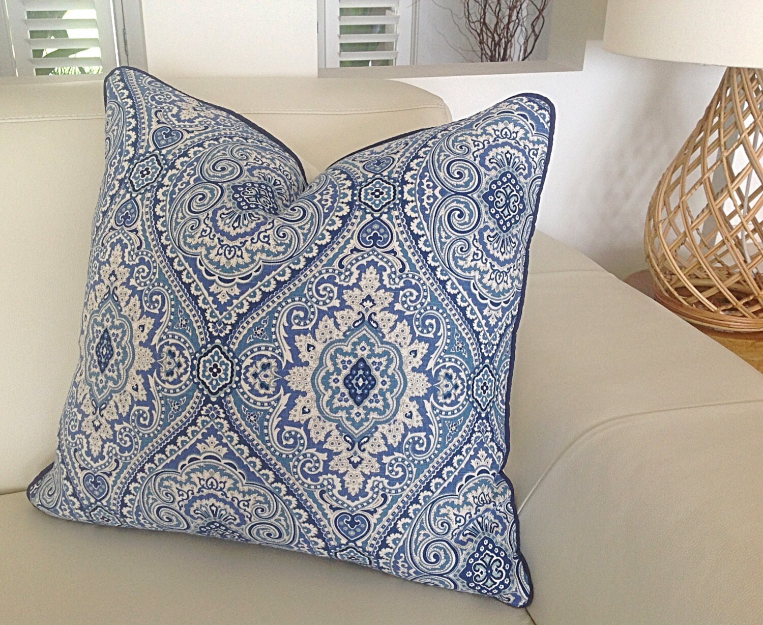 Cushions Blue and White Damask Designer Cushions Etsy