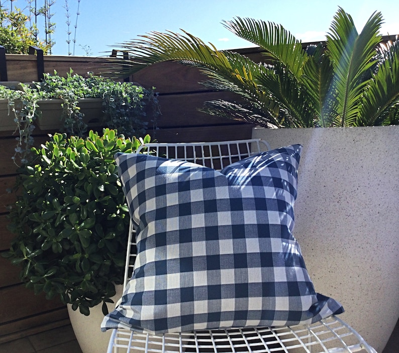 Hamptons Outdoor Cushions Navy Blue and White Sunbrella Etsy Australia