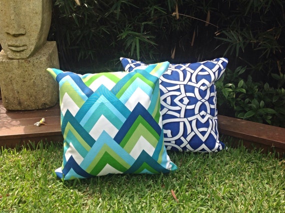 Green Blue Outdoor Cushion Modern Outdoor Pillows