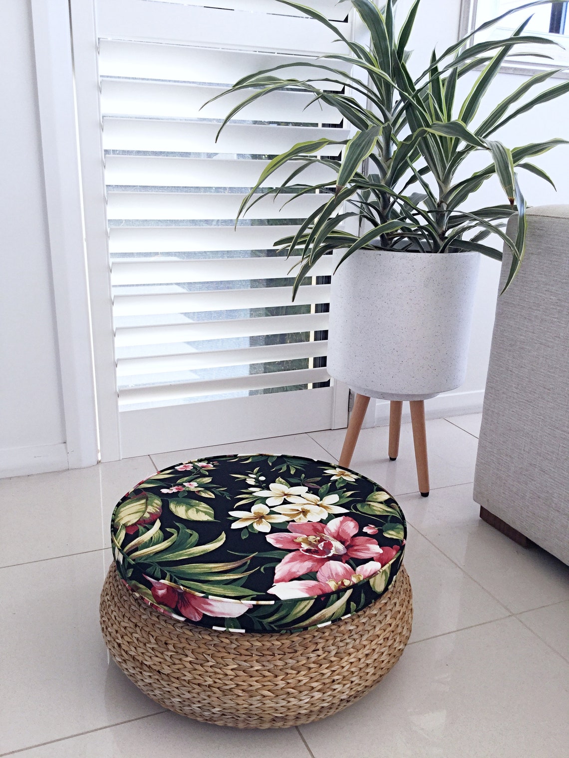 Chair Pads Round Seat Pads Round Pillows Tropical Chair Pad Etsy