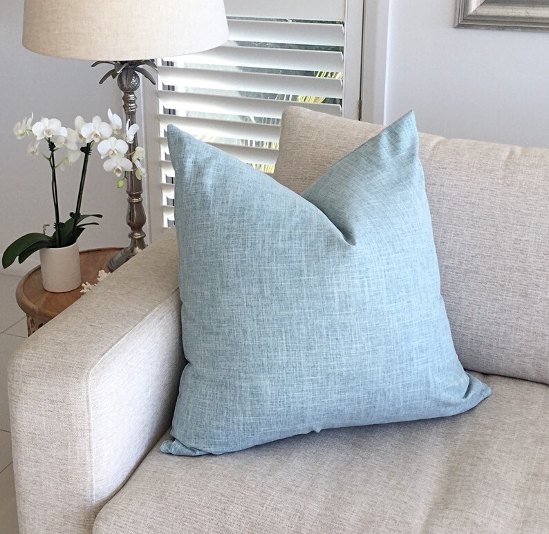 Linen Cushions Linen Pillow Covers. Spa Blue Linen Cushion Etsy