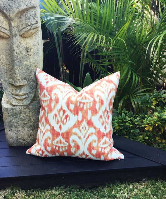 Ikat Cushions Coral Outdoor Cushions Rivoli Coastal Cushion Etsy