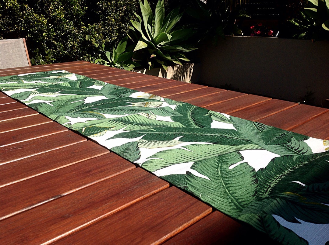 Table Runner Tropical Decor Outdoor Decor, Banana Leaf, Palms Tropical