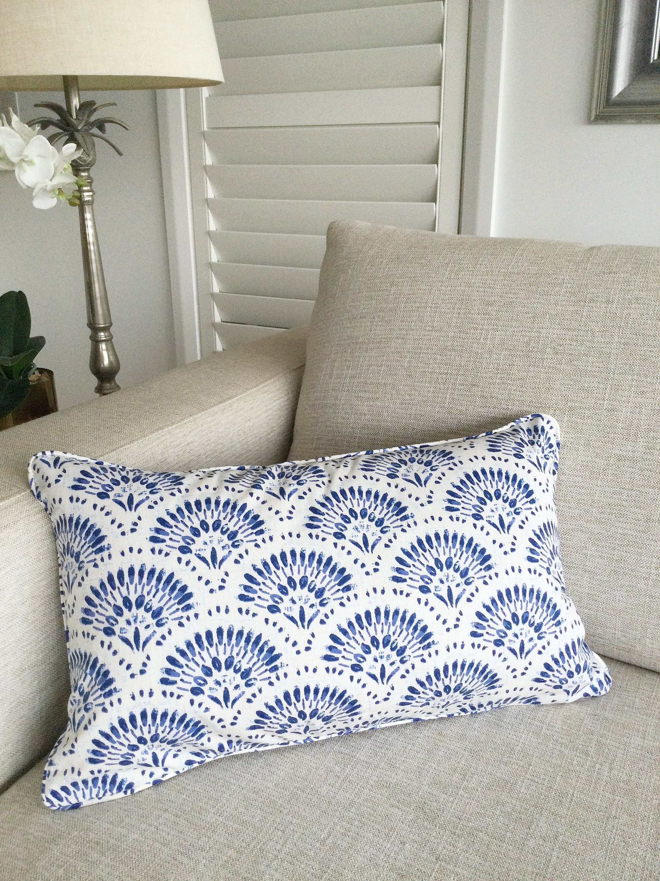 Botanical Blue Pillow – Pineapples Palms Too