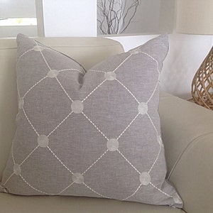 Grey Linen Cushions, Pillows Trellis Cushion Cover, Grey Cushion Cover, Modern Style, Decorative Scatter cushions, Throw, Toss Pillows image 2