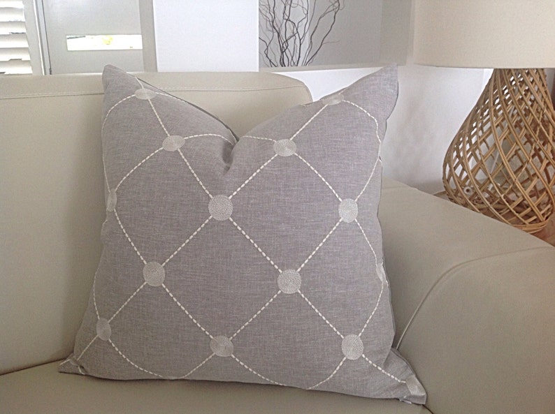 Grey Linen Cushions, Pillows Trellis Cushion Cover, Grey Cushion Cover, Modern Style, Decorative Scatter cushions, Throw, Toss Pillows image 2