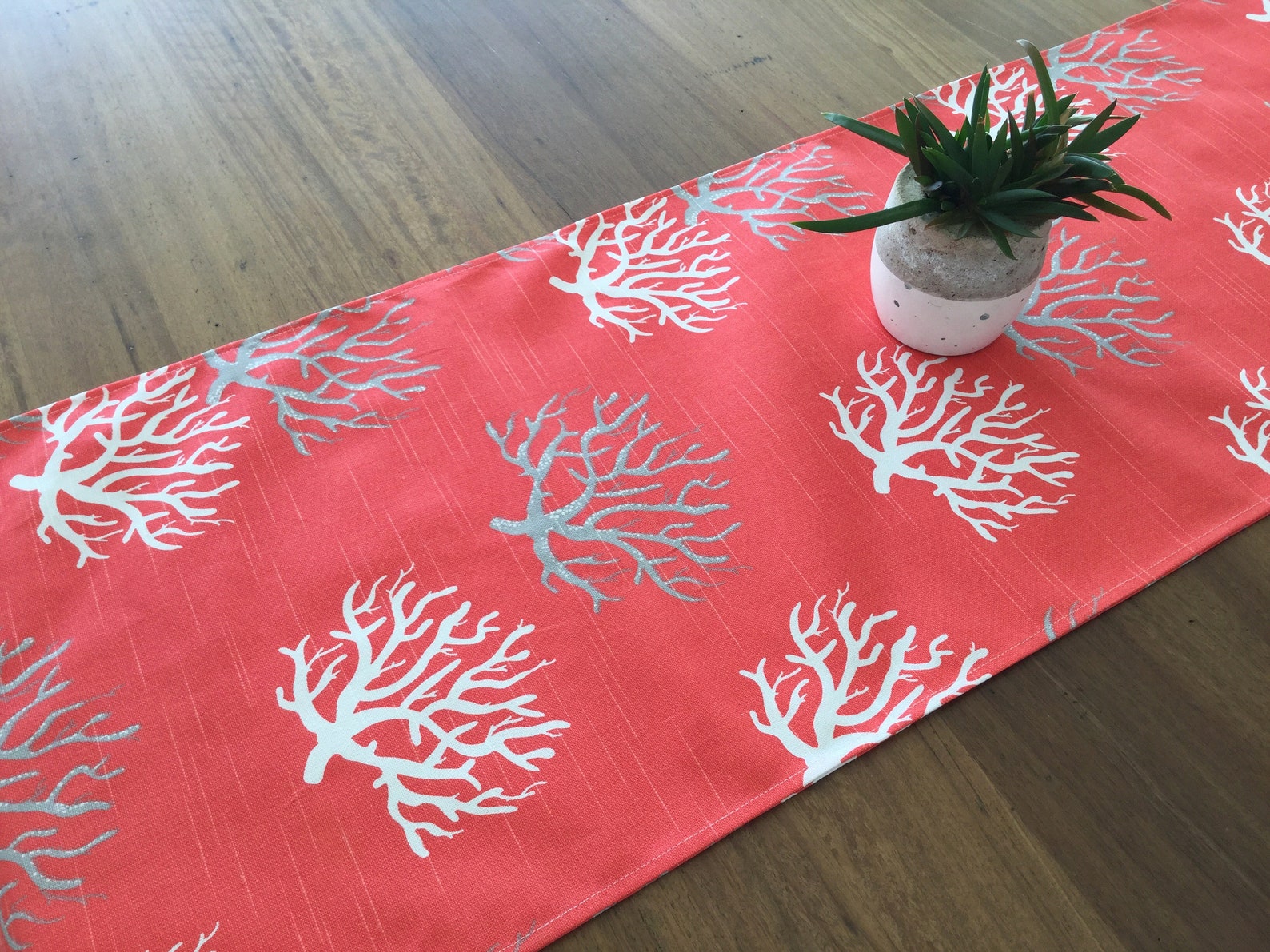 Table Runner Coastal Decor Decor Coral Table Runner. Navy Etsy