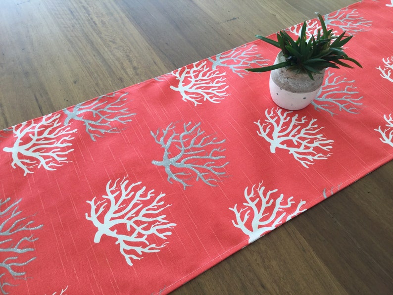 Table Runner Coastal Decor Decor Coral Table Runner. Navy Etsy