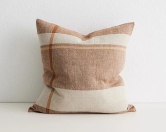 Linen Check Pillow Cover: Farmhouse Style Cushion
