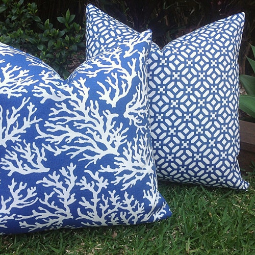 Outdoor Cushions Outdoor Pillows Coral Cushions Coastal Etsy