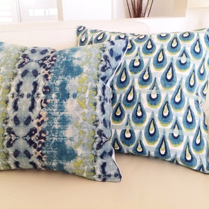 Teal Blue Raindrop Cushion Cover: Modern Coastal Pillow image 1