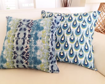 Teal Blue Raindrop Cushion Cover: Modern Coastal Pillow
