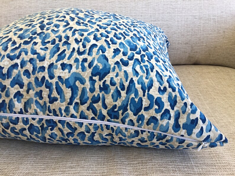 Leopard Print Outdoor Cushions Outdoor Pillows Blue Grey Etsy