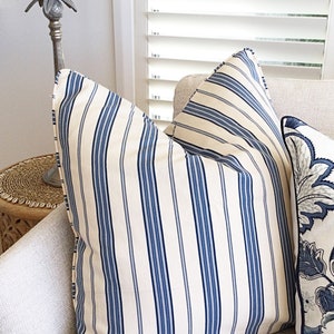 Hamptons Style Cushions, Linen Cushions, Jacobean Pillows, Hampton's Pillows, Cover Only. Blue & White Cushions, Scatter Cushion covers. image 8