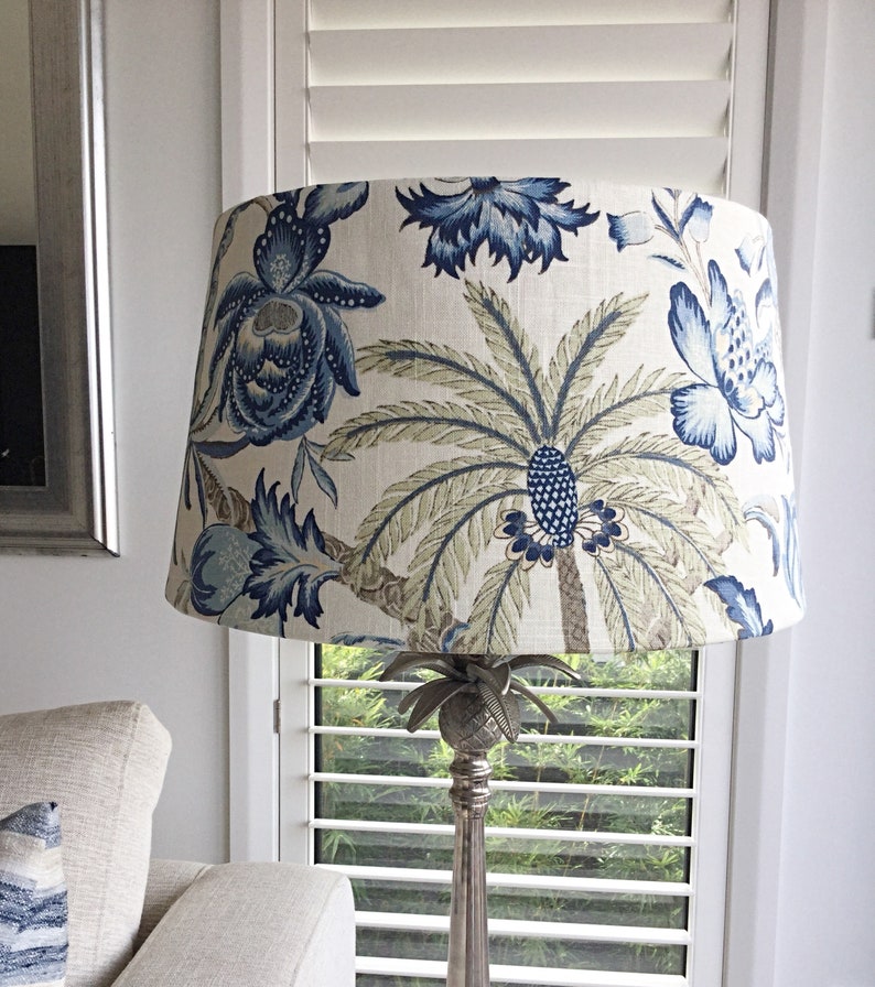 Lamp Shade Hampton's Beach House Lampshade Hampton's Decor, Coastal Style, Cylinder Lampshade, Barrel Lampshade. image 1